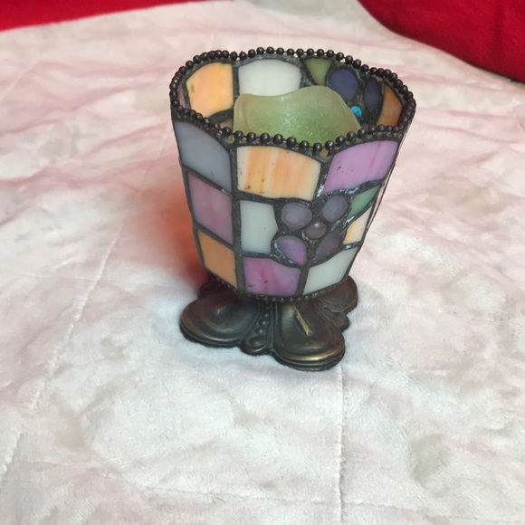 Partylite stained glass votive holder set